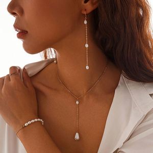 Conjunto de Collar de Perlas con Baño de Oro y Colgante de Concha Blanca para Mujer, Regalos para Bodas y Fiestas - Product Image 2