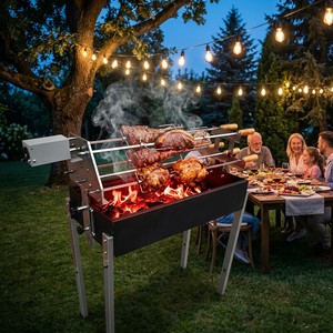 Grill chinois à charbon <span class=keywords><strong>de</strong></span> bois <span class=keywords><strong>de</strong></span> type Souvla, robuste, à 5 broches, pour barbecue grec chypriote - Product Image 3