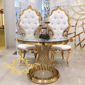 Mesa redonda de cristal con espejo dorado para pastel, expositor de tartas de boda, 90CM de diámetro - Product Image 1