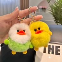 Mignon canard moelleux Pom Pom sac pendentif belle ducky lapin boule de fourrure porte-clés peluche poupée sac à dos ornement porte-clés