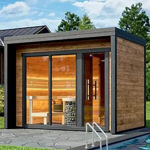 فندق منزلي مباشر حديث من خشب الأرز الأحمر معدات غرفة ساونا صحية بالبخار الرطب تركيب كهربائي من الباب إلى الباب - Product Image 6