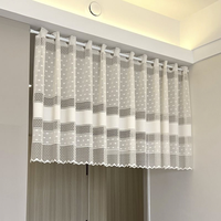 Cortinas de Encaje con Bordado de Estrellas y Filtro de Luz Estilo Rústico para Sala de Estar y Dormitorio