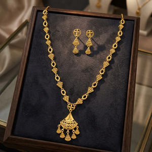 Colliers longs de mariée style Dubaï en or rempli 14K, 18K, 24K, design turc traditionnel, ensemble de bijoux de mode, vente en gros - Product Image 6