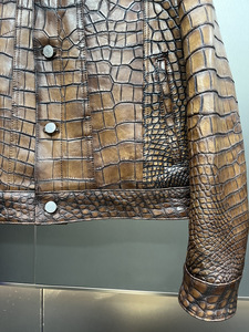 High quality crocodile leather Real leather <b>biker</b> <b>jacket</b> Classic motorcycle <b>jacket</b> - Product Image 5