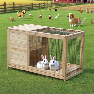 Jaula Grande <span class=keywords><strong>para</strong></span> Mascotas Hecha a Mano, de Madera Natural, Tipo Conejera y Cueva <span class=keywords><strong>para</strong></span> <span class=keywords><strong>Cobayas</strong></span> - Product Image 4