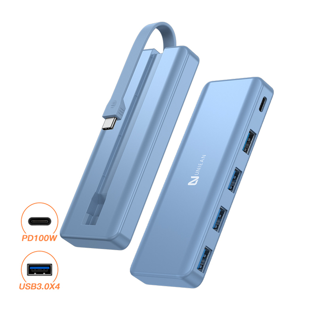 Laptop 4 USB3.0 5Gbps Multiport Adapter Hub USB Tipo C Docking Station PD100W Powered Delivery 5 in 1 ABS USB-C Hub for Macbook