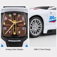 Voiture de course électrique pour enfants, avec son et lumière, rotation à 360°, rechargeable par USB-C, batterie incluse, LED multicolores, modèle très populaire