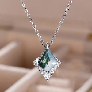 Collar con Colgante de Mármol Estilo Rombo Irregular para Mujer, Elegante Collar con Dije Geométrico, Joyería de Moda, Regalo - Product Image 4