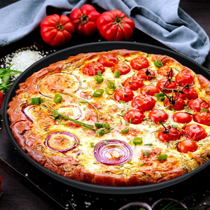 Moule à micro-ondes 12 pouces rond plat <span class=keywords><strong>de</strong></span> cuisson Pizza plateau <span class=keywords><strong>de</strong></span> service avec revêtement antiadhésif micro-ondes <span class=keywords><strong>plaque</strong></span> à pizza croustillante - Product Image 4