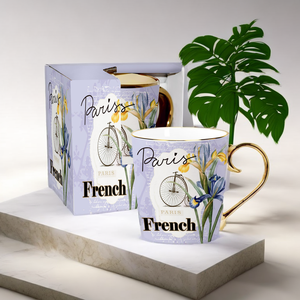 Tasse souvenir personnalisée écologique en porcelaine française <span class=keywords><strong>Paris</strong></span> cadeau touristique conception florale eau café lait tasse avec poignée en <span class=keywords><strong>or</strong></span> - Product Image 5