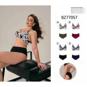 Costume da bagno intero HDJ taglie forti con stampa floreale, scollo incrociato, vita alta e push-up da donna 42-48 - Product Image 1