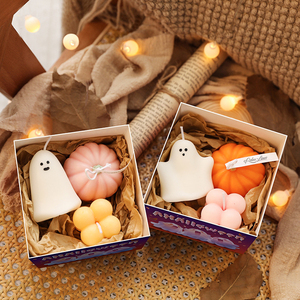 ชุดของขวัญเทียนหอมอโรมาเธอราพี Relaxlines Ghostly Halloween ทำมือ เป็นมิตรกับสิ่งแวดล้อม ปราศจากสารพิษ ทำจากขี้ผึ้งถั่วเหลือง กลิ่นหอมสำหรับเทศกาล - Product Image 1