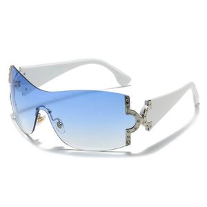 Gafas de Sol de Lujo con Logotipo Personalizado 2024, Gafas de Sol de Diamante Extra Grandes para Mujer, Lentes de una Pieza sin Montura - Product Image 6