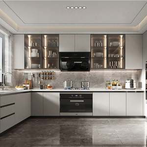 SANTOPOVA Yiwu Small Designs Black Melamine High Gloss Red Pantry Kitchen <b>Cabinets</b> Lowes Use for Sale - Product Image 1