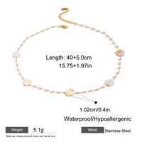 Collier tendance en acier inoxydable plaqué or 18 carats avec perles de coquillage et fleur à cinq pétales, imitation perle, chaîne maillons, bijoux étanches