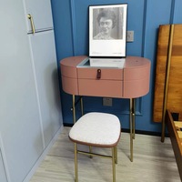 Ensemble coiffeuse et table de maquillage en bois, style minimaliste de luxe, avec rangement et chaise, pour chambre à coucher et mariage