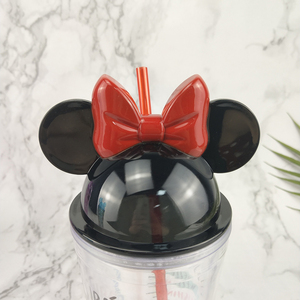 <span class=keywords><strong>Taza</strong></span> de agua de plástico de <span class=keywords><strong>Mickey</strong></span>, vaso con orejas de ratón, vaso de viaje con tapa de cúpula y paja - Product Image 6