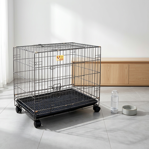 Cage pliable robuste pour chien, double porte, avec plateau en plastique, pour chiens de petite et moyenne taille, livraison directe d'usine - Product Image 1