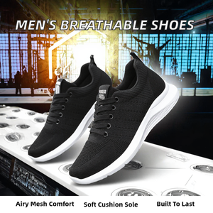 รองเท้ากีฬาผู้ชายแบบผูกเชือก กันลื่น ระบายอากาศได้ดี พื้นรองเท้านุ่ม สวมใส่สบาย เหมาะสำหรับฤดูใบไม้ผลิ ฤดูร้อน ฤดูใบไม้ร่วง ฤดูหนาว - Product Image 2