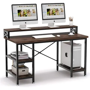 带储物架的电脑桌，大型现代办公桌电脑桌和学习写字台工作站