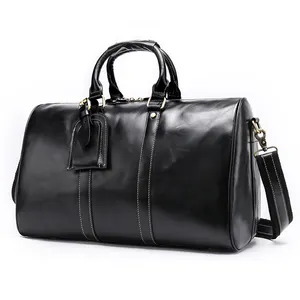 Cowhide Genuine Leather Weekender Bag Travel Portable Overnight Bag Tote Duffel Bag Weekender For Men