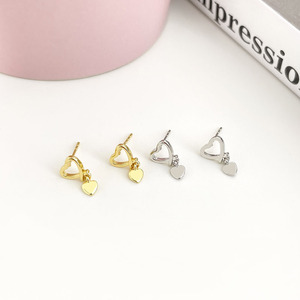 Boucles d'oreilles pendantes en forme de cœur plaquées or 18 carats, design coréen mignon pour femmes - Product Image 4