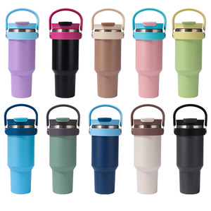 2025 nouvelle grande capacité 40oz voiture tasse Thermos 304 acier inoxydable isolé poignée paille Double boire tasse extérieure avec couvercle - Product Image 1
