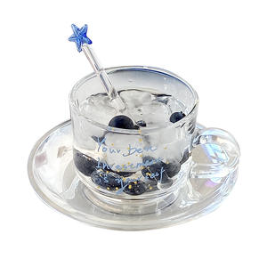 Service de verres d'été en verre, style INS, pour café, lait et thé de l'après-midi, tasses au design raffiné - Product Image 1