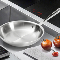 Ensemble de casseroles en acier inoxydable OEM SS410, poêle à frire antiadhésive avec couvercle en verre pour la cuisine à domicile, cuisson quotidienne