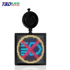 P4 32*32 RGB digital kontrol aplikasi WiFi emotikon LED tanda mobil dapat diprogram papan reklame LED jendela belakang mobil tampilan digital mobil