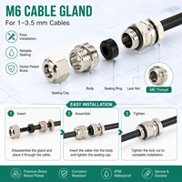 Presse-étoupe étanche CE ROHS M6 IP68 en laiton nickelé pour câble électrique industriel 1-3,5 mm