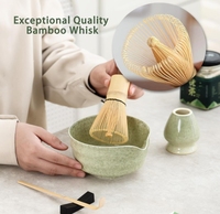 Ensemble Matcha personnalisé avec boîte cadeau et logo 4 pièces d'accessoires Matcha comprenant une cuillère à thé Chasen en bambou Support traditionnel pour bol et fouet