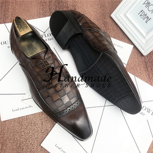 Nouvelles Chaussures en Cuir Rayées Artisanales – Chaussures Montantes Tendance pour Hommes à Bout Pointu, Respirantes, Décontractées, à Lacets, Légères - Product Image 2