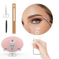 Miroir cosmétique de voyage à LED tactile intelligent à luminosité réglable, à double grossissement, personnalisé, OEM ODM, vente en gros, MoonlitGlow