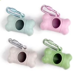 Dispensador de Bolsas para Excremento de Perro Portátil, Mini, Ecológico, de Fibra de Paja de Trigo, con Soporte y Clip para Correa, Producto para la Eliminación de Desechos de Mascotas - Product Image 1