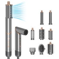 Sèche-cheveux multifonctionnel en céramique 8-en-1 à haute vitesse 110000 tr/min avec écran LED, brosse bouclante électrique et lisseur