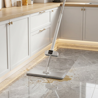 Serpillère plate mains libres à essorage rapide avec base en acier de 45 cm, auto-nettoyante, pour sols secs et humides, avec tampons en chenille et microfibre