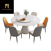 Ensemble de table à manger élégant en marbre blanc de 8 places Meubles de salle à manger de luxe en pierre naturelle pour hôtels et villas