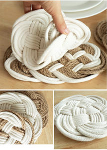 Juego <span class=keywords><strong>de</strong></span> Posavasos <span class=keywords><strong>de</strong></span> Cuerda Tejida Estilo Boho, Hechos a Mano, <span class=keywords><strong>de</strong></span> Algodón y Yute, para Protección <span class=keywords><strong>de</strong></span> Mesa, Decoración Rústica y Costera - Product Image 4