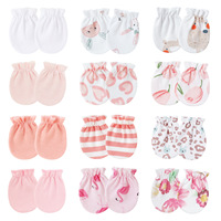 Sarung Tangan Kecil Wajah Elastis Anti Gores untuk Bayi Baru Lahir Anak-anak Empat Musim Menjaga Kehangatan Katun Spandeks Warna Solid 0-1Y