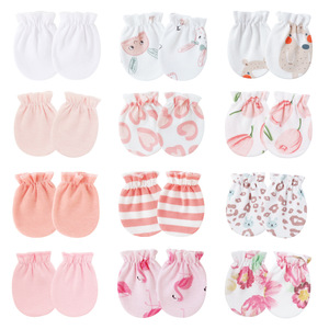 Guantes pequeños elásticos antiarañazos para bebés recién nacidos, para las cuatro estaciones, para mantener el calor, de algodón y licra, de color sólido, de 0 a 1 año - Product Image 5