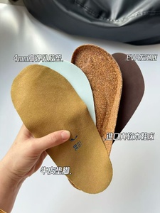 Birkenstocks – Sandales plates d'extérieur en cuir véritable et daim antidérapantes pour femme, mules sabots avec semelle intérieure en liège de qualité - Product Image 5