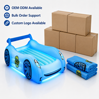 Lit gonflable pour enfants en forme de voiture avec lumières LED, matelas pneumatique en PVC pour les séjours d'enfants, voyages, OEM ODM