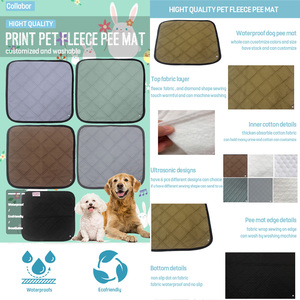 COLLABOR estampado polar perro y cachorro a prueba de fugas 6 capas almohadillas para orinar lavables Xl almohadillas para orinar para perros reutilizable japonés almohadilla para orinar para perros - Product Image 2