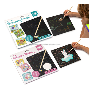 Ensembles de papier à gratter arc-en-ciel pour enfants, peinture couleur, dessin animé dinosaure, jouets éducatifs, cadeau - Product Image 1