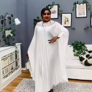2025 femmes africaines <span class=keywords><strong>Kanga</strong></span> robes grande taille femmes plissées Maxi robes Abaya femmes perles plissées longues robes - Product Image 6