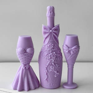 J10-431 Wedding Series Eco-Friendly Silicone Mold Logo Personalizável para DIY para Champagne Cup Shape Decorações Vela Fazendo - Product Image 5