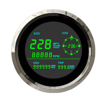 Speedometer GPS Digital LCD Penuh 85mm dengan Total Odometer untuk Sepeda Motor Kendaraan Truk Kapal Dengan Bezel Baja Tahan Karat 316