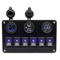 Panneau de commande 6 interrupteurs à bascule avec LED bleues, 5 broches, double ports USB pour voitures, motos, bateaux