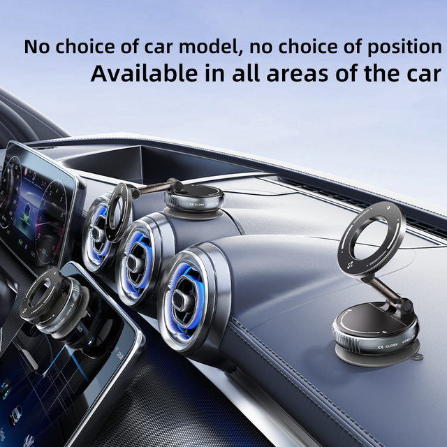 Vacuum Suction Magnetic Phone Holder 360 Rotating Car Dashboard Mount Strong Phone Stand for iPhone